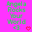 Pixelated green text on bright pink background reads "Angela Rocks Your World <3" with a red heart symbol, two versions show heart animation.