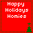 Red square icon with white text 'Happy Holidays Homies' and green Christmas tree symbols in corners, divided into four quadrants by dotted lines.