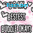 Pixelated icon with pink background, blue text names, and repeated gray 'BIST' and 'BUDDY O' words surrounded by heart shapes.