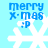 Pixelated blue text 'merry x-mas :P' above white snowflake on light blue background with visible animation changes across frames.