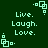 Green background with light green pixelated text and geometric shapes repeating in a pattern