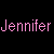 Pixelated pink text spelling 'Jennifer' in three on a black background, with varying letter spacing and alignment across the