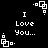 Black background with white pixelated text and geometric shapes arranged in a scattered pattern.