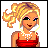 Pixel art contact sheet showing a blonde cartoon woman in red dress with text panels about IQ and stereotypes