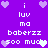 Purple background with white pixelated text and heart symbols arranged in a pattern