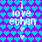 Pixelated text 'i love ethan' with small hearts on a blue-purple heart-patterned background, displayed in two identical vertical sections.