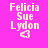 Four pixelated display 'Felicia Sue Lydon' text with a heart symbol, each on distinct solid backgrounds