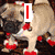Four- of dogs wearing Santa hats with red text overlays reading 'I', 'Love', 'You', and 'Jon' in each