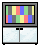 A 3x2 contact sheet of pixelated TV-like icons showing frame-by-frame animation changes from a colorful grid to a single crosshair symbol.