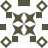 A static pixelated icon with a symmetrical arrangement of dark brown shapes on white background, featuring four central star-like forms and eight surrounding diamond or square elements.