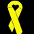 A 3x2 contact sheet of six animated frames showing yellow ribbons with heart cutouts and text elements on a black background.