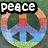 Six peace sign icons arranged in a with text overlays: 'peace', 'not', 'war', 'hugs', 'not', and 'drugs' on colored backgrounds