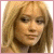Animated contact sheet of Hilary Duff's face with sequential text changes below each frame, displayed in a 4x4 grid layout on a gray background.