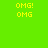 Yellow pixelated text "OMG!" above "OMG" on green and blue background sections.