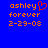 Blue background displays orange pixelated text 'ashley forever 2-29-08' with a red heart symbol replacing the 'y' in 'ashley' on the left side of the image.