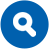 Blue circular icon with white magnifying glass symbol centered on solid blue background.