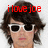 A pixelated image of a person with dark curly hair and white sunglasses, featuring red text above the head.