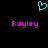 A static pixel art image with a cyan heart symbol above two instances of the name 'Boyley' in bright pink text on a black background.