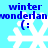 Pixelated winter-themed buddy icon with blue text and white snowflakes on a light blue background, showing two identical frames of static imagery.