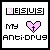 Pixel art icon with 'JESUS' text above a pink heart, 'MY' left of the heart, and 'Anti-Drug' below; animation changes letter colors.