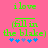 Green text 'i love' above a green underline, with '(fill in the blake)' below it and five blue/purple pixelated stars at the bottom on a pink background.