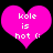 Two identical pink heart-shaped icons with white text reading 'kole is hot (', each set against a black background.