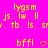 Pixelated yellow text and symbols on bright pink background, with repeated phrases and heart shapes in two identical side-by-side sections.