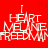 Red background with white pixelated text reading "I HEART ME LINE FREEDOM" and a faint heart outline above the word "HEART", displayed in two identical mirrored sections.