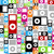 small square icons with varied symbols and colors including red, white, black, green, blue, orange, and pink