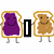 Animated pixel art of two anthropomorphic toast slices holding hands, with text changing from 'I' to 'luv' then 'toast!' across frames.