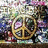 A static pixelated image shows a golden circular object with four arms, surrounded by blurred colorful background elements including purple and blue shapes.
