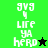 Pixelated text 'LIFE YA HERO' with 'AVG' above and a star symbol, displayed on green and black backgrounds in two variations.