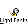 Animated contact sheet of a pixel art character performing farts with flame effects across multiple frames.