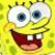 A pixelated yellow cartoon character with large eyes and a wide grin appears on the left side of a contact sheet, while black text spelling "Spongebob" is displayed on the right against a solid yellow background.