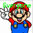 Pixelated Mario character in red cap and blue overalls with yellow buttons, waving hand, green text overlays changing across frames.