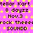 Pixelated text and star patterns repeat across a bright pink background with yellow stars, showing no motion.