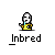 Pixelated character in yellow shirt with blue mouth, holding yellow object, repeated across with text _Inbred below each
