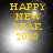 Yellow 'HAPPY NEW YEAR 2010' text on dark background with shifting light effects across four