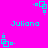 Cyan pixel art icons and text on bright pink background, with four distinct cyan square-based patterns repeating across the frame.