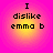 Four identical circular icons arranged in a , each with a pink-to-yellow gradient background and black text reading "I dislike emma b"