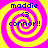 Four identical pixelated spiral icons with yellow and pink stripes display blue text reading "maddie <3 connor!!" on a solid yellow background.