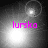 Four grayscale display a bright light source with the text 'lurska' in pink, each showing different positions of a circular lens flare effect