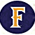 A 2x2 contact sheet of a static animated icon featuring two identical blue circular logos with orange 'F' letters and one frame showing text on a teal background.