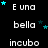 A black background displays repeated white text 'E una', 'bella', and 'incubo' with scattered cyan stars, some of which animate in position across frames.