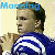 A person in a blue and white striped jersey with the number 15, shown from multiple angles against a light background.