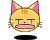 Two side-by-side pixelated cat emoji frames with tears, pink ears, yellow face, and black shadows on gray background.