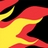 Static 48x48 pixel icon featuring abstract red and yellow shapes on a black background with visible dithering and anti-aliasing artifacts.
