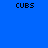 Four quadrants display 'CUBS' text on solid backgrounds: blue top-left, purple top-right, red bottom-left, and purple bottom-right.