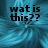 Pixelated blue background with black text reading 'wat is this??' in a blocky font.