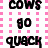 Animated contact sheet showing three sequential frames of a pixelated cow-themed icon with pink grid background and black text.